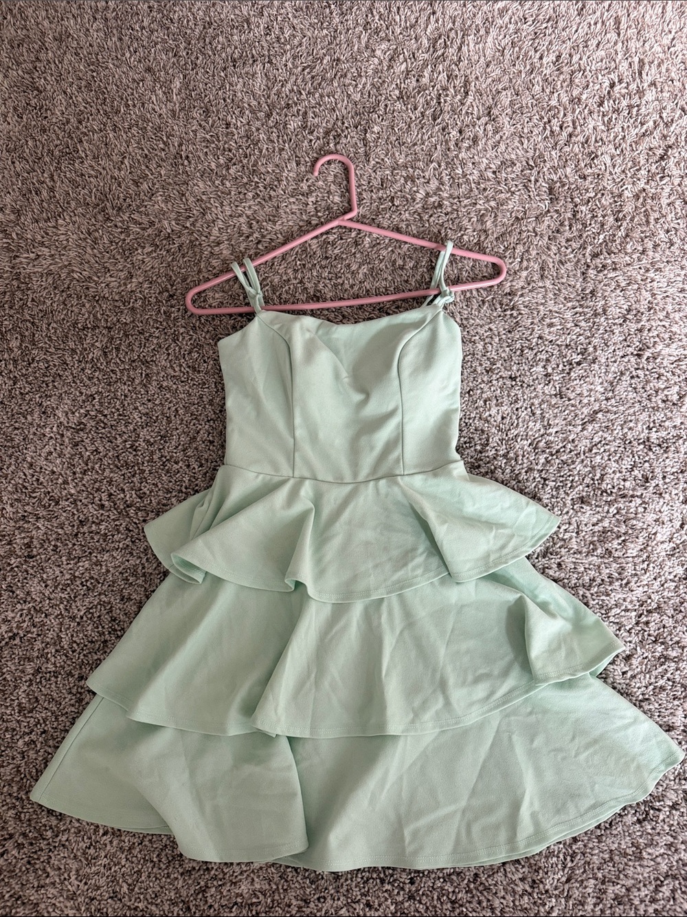 Trixxi Mint Green Tiered Peplum Formal Dress